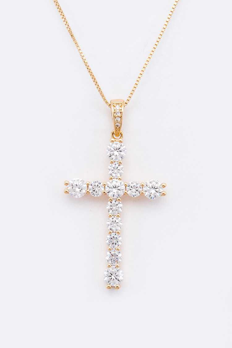 Stone Cross Pendant Necklace